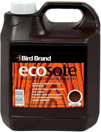 4 Litre, Ecosote Wood Preserver Dark, New Generation Timber Treatment for Outdoor Use, Protects Against Rot, Decay, Mould & Moss, Low Odour, Water Repellent, Eco Friendly