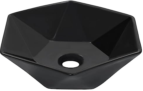 Lavabo with Céramique, Design Moderne, Vasque à Poser Salle de Bain, Lavabo Salle de Bain, Meuble Vasque Salle de Bain, Noir, 41 x 36.5 x 12 cm