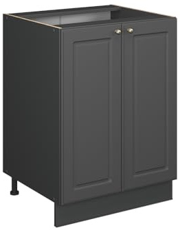 Vicco Küchenunterschrank Fame-Line, Anthrazit-Gold Landhaus, 60 cm | MDF-Front · Ohne Arbeitsplatte · Höhenverstellbare Füße · Metallgriffe · Soft-Close