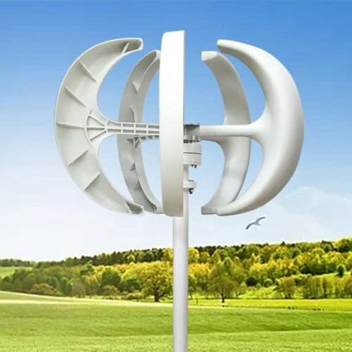 Aerogenerador de Eje Vertical de 12 V y 600 W con diseño de 5 aspas, Controlador Tipo Linterna eficiente para energía renovable, Ideal para soluciones de energía Fuera de la Red.