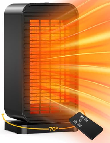 HETRAROOT Space Heater, Portable Electric Heaters for Indoor Use with Thermostat, Fan Mode, Remote Control, Tip-over & Overheat Protection, 1500W PTC Ceramic Safety Heaters for Large Room