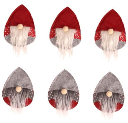 HIAKDOFT 6piezas Bolsa Soporte Cubiertos Navidad Decoración Mesa Navidad Rojo Gris Para Fiesta Cocina