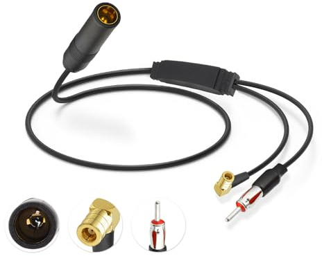 Eightwood DAB antenn splitter SMB-adapter DIN kontakt bilradio DAB antenn för bilradio Pioneer Blaupunkt TechniSat Alpine Clarion etc.