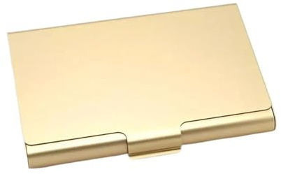 4 Stück Kreatives Visitenkartenetui for Männer aus Aluminiumlegierung, Kartenhalter, tragbar, Edelstahl, Metallbox-Abdeckung Für Desktop(Light gold)