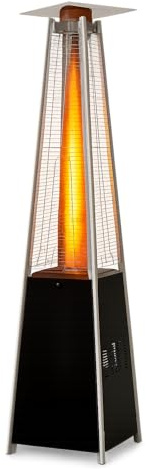 BTExpert 48000 BTU pyramid terrassvärmare för utomhusbruk, dubbla lager av rostfritt stål, trippel skyddssystem, kvartsglasrör, propanvärmare för hem och