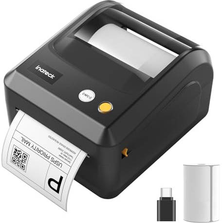 Inateck Imprimante d'étiquettes Thermiques Mobiles sans Fil 4 x 6 - pour Colis d'expédition et Petites Entreprises à Domicile, Compatible avec iOS, Android, Windows, pour avec DHL, UPS, Noir, PR50