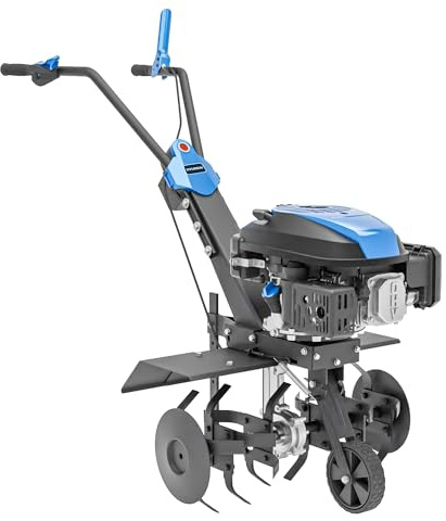 Hyundai Motobineuse Motoculteur Thermique 60 cm, Démarrage Électrique, 173 cm3 4,8 CV, 4 Jeux de Fraises, Profondeur 26 cm, Garantie 3 Ans - HYT175EX-EU