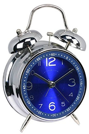 ALEENFOON 4 Metall Doppelglockenwecker Retro Glocke Analoge Wecker ohne Ticken Lautlos Kinder Quarzuhr Laut Extrem Batteriebetrieben Mechanisch Reisewecker (Blau)