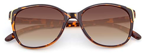 Face Shadow Cat Eye Sunglasses for Women Polarized Fashion Metal Decoration Ultralight UV400 Protection Brown