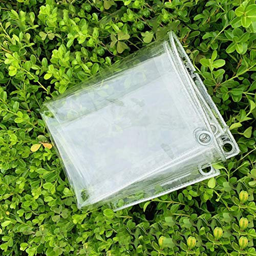 Transparente PVC Wasserdichte Plane Regenschutz Dicke 0.3mm Klarsicht-Folie für Außenbereich,Balkon Regen Vorhang Sonnenschutz Tarp für Innenhof,Pflanzendecke,mit Ösen,Angepasst(2.4x4m/7.9x13ft)