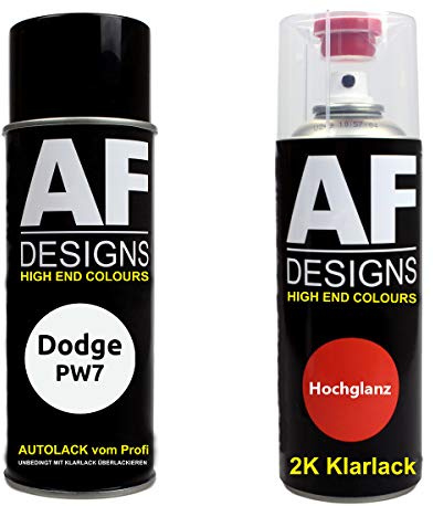 Alex Flittner Designs Spraydose Set für Dodge PW7 Bright White 2K Klarlack | Autolack-Spraydosen-Set für Dodge Farbcode: PW7 Bright White