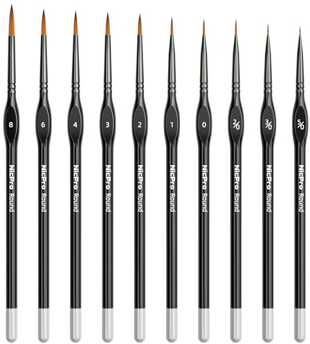 Nicpro Pinselset Malen–10 teiliges Premium Feine Detail Pinsel Set für Acryl, Aquarell, Öl,Feine Malpinsel für Miniaturen, Modell, ideal für Malen nach Zahlen, Miniatur Pinsel, pinselset acrylfarben