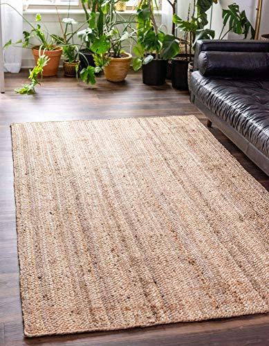 Ripaz Vogue - Tappeto rettangolare in juta intrecciato a mano in fibra di juta naturale per soggiorno, corridoio, camera da letto, 180 x 270 cm, colore: Beige