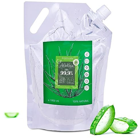 Aloe Vera Gel aus frischen Blättern – Einzigartig auf dem Markt – Ökologisch in Andalusien angebaut – 100% natürliche Eigenschaften für Haut und Haare 1000ml 1L