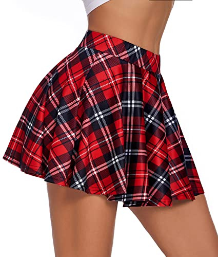 Avidlove Mini Skirt for Women Stretchy Flared Skater Skirt Tennis School Uniforms A Line Mini Short Skirt Rave Outfit