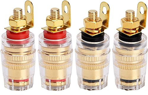 Greluma 4 Stück 4 mm Bananenstecker Buchse Anschluss Polklemme für Verstärker Lautsprecher Terminal Wandplatte