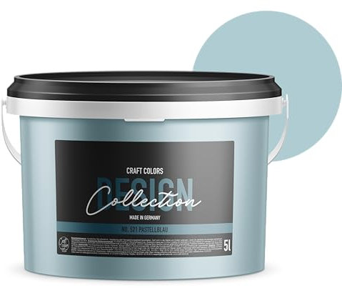 Craft Colors® Peinture murale de qualité supérieure - 5 l - Finition mate - Fabriquée en Allemagne - Collection Design n° 521 - Bleu pastel