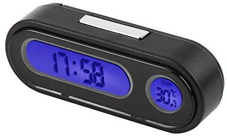 Auto Digital Thermometer Voltmeter Monitor Uhr , 2 in 1 Auto Fahrzeug Innenraum Mini Elektronische Uhr LED Digital Uhr Thermometer Voltmeter mit Halterung und Bedienungsanleitung