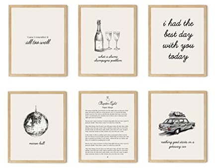 TwoDays Taylor Room Decor Ästhetische, schnelle Folklore-Musik-Lyrics, Wanddekoration, Poster, Albumcover, Kunstdrucke für Schlafzimmer, Fans, Geburtstagsparty-Dekorationen, 20,3 x 25,4 cm, 6 Stück,