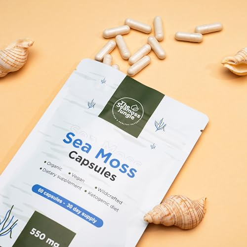 Capsules Premium de Mousse de Mer - Sainte-Lucie - Cueillies à l'état sauvage - Biologiques - Véganes - Organiques - Vitamines - Minéraux - 60 pièces
