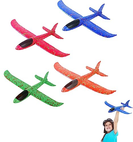 YANJIY 4 Stück Modell Schaum Flugzeug, Styroporflieger Kinder, Schaum Flugzeug, Wurf Segelflugzeug, Wurfgleiter Kinder, für Kinderspiele, Spiele im Freien