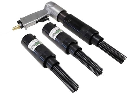 Druckluft Nadelentroster + 2 x Ersatzkopf | Rostentferner Nadelpistole Entroster Nadelabklopfer 19 Nadeln