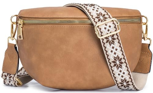 Roulens Kleine Damen Umhängetaschen,Elegant Bauchtasche Damen,Umhängetasche aus Veganes PU Leder,Crossbody Bag Damen,RFID Blockierung Kartenschlitz Brusttasche mit Verstellbar Abnehmbar Breiter Gurt