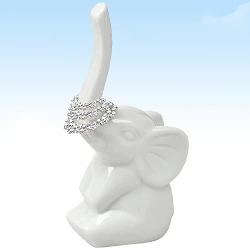 Tverghvad Elefanten-Ringhalter, niedlicher Elefanten-Ringhalter für Schmuck, Elefantengeschenke für Frauen, Keramik, Weiß