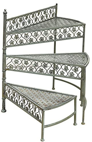 FFBINBIN Soporte Plegable en Forma de Abanico de Arte del Hierro de 3 Niveles y Tres Vueltas para balcón, Soporte de Flores de Hierro para Sala de Estar y jardín (Verde)