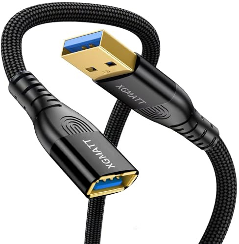 XGMATT USB 3.0 Verlängerungs kabel 4M, USB Typ A Mann zu Weiblich 5Gbps Daten Sync USB Verlängerungskabel kompatibel mit Drucker,Tastatur, Oculus Rift, Festplatte, PS VR, HTC Vive, Kartenleser,Schwarz