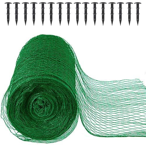 Garden Netting, Plant Mesh Netting Lawn Protection Garden Mesh Fence with Plastic Ground Pegs, for Plants Fruits Vegetables Crops Ponds for Birds (4×10m)