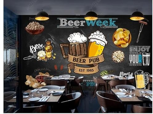 Papel Pintado De Foto 3D Personalizado Fondo De Pared Con Parrilla De Herramientas Para Quemar Cerveza En Pizarra-200Cm×140Cm