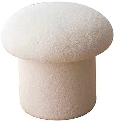 HAOHIZE Svampformad fotstödspall, soffa bänk enkel elastisk bekväm mjuk rund tall trä fotpall svamppall för heminredning (vit)