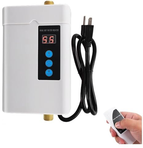CAINV Chauffe-Eau électrique Chauffe-Eau Électrique sans Réservoir 3000 W sous Évier Chauffe-Eau Instantané sur Demande for Le Lavage De Et De La Salle De Bain (Blanc) sous/au-Dessus de l'évier