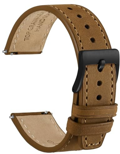 WOCCI Elite Uhrenarmband, Top Grain Leder, Schnellverschluss, Bandbreite 18mm 20mm 22mm