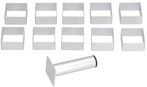 Ensemble d'emporte-pièces en métal, tampons à biscuits en acier inoxydable avec poussoir, tampon de presse à gâteau en forme décorative, emporte-pièce à Dessert DIY (Carré)