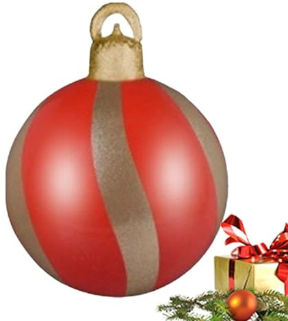 Aufblasbare Weihnachtskugeln, riesige 61 cm aufblasbare Outdoor-Weihnachtsschmuck, große aufblasbare Bälle für Hof- und Gartendekoration, perfekte Weihnachtsbaumschmuck für den Urlaub im Freien
