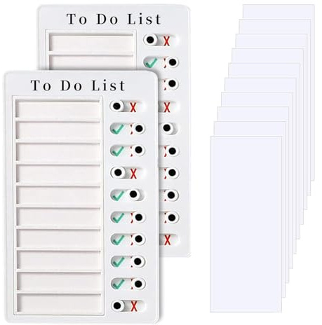 Diffaxy 2 Stück Checklist Boards, Tragbare To Do List Checklist Board mit 10 Blanko Papier, Wochenplaner für Kinder, Abnehmbare Aufgabenlistentafel zur Erinnerung an den Planer