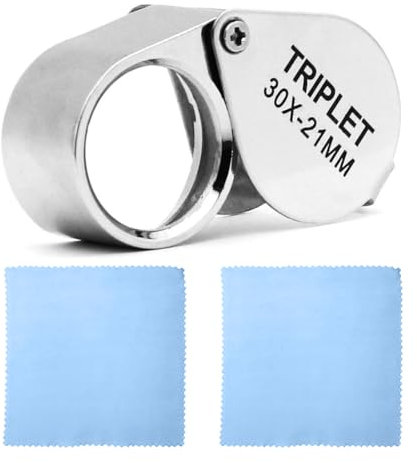 OUDQFCJ Loupe de bijoutier grossissante 30x loupe eclairante avec étui pour la lecture, les livres, les journaux, les insectes, les loisirs (30X)