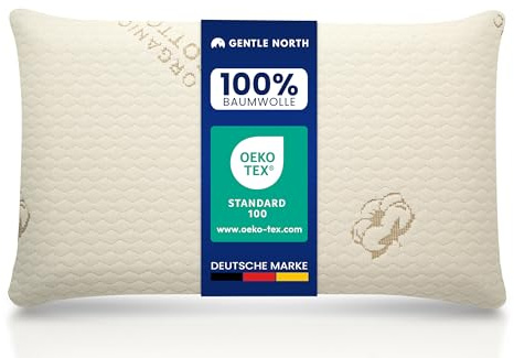 Gentle North Kinderkopfkissen 30x50 cm - Ergonomisches Kissen aus Memory Schaum für Kinder - Flaches Kinderkissen ab 2 Jahre mit Baumwollbezug - Waschbar bis 60°C - Oeko-Tex Zertifiziert