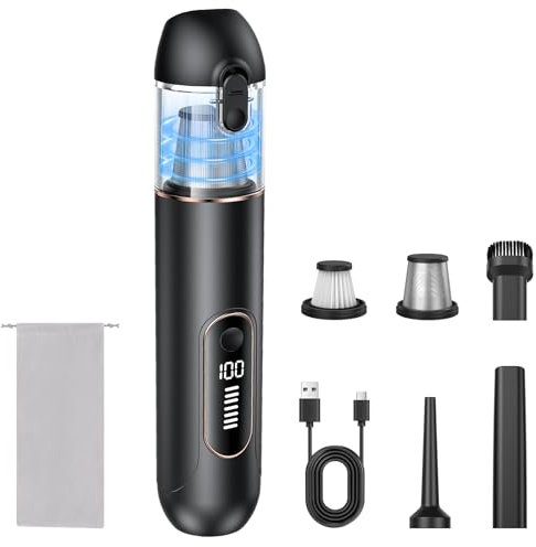 HOVIN Aspirateur à Main sans Fil - 20000pa Puissant Mini aspirateur pour Voiture, PC, canapé, Maison, Fissures et Coins - Accessoire de Voiture - Peut être utilisé comme Pompe de gonflage électrique