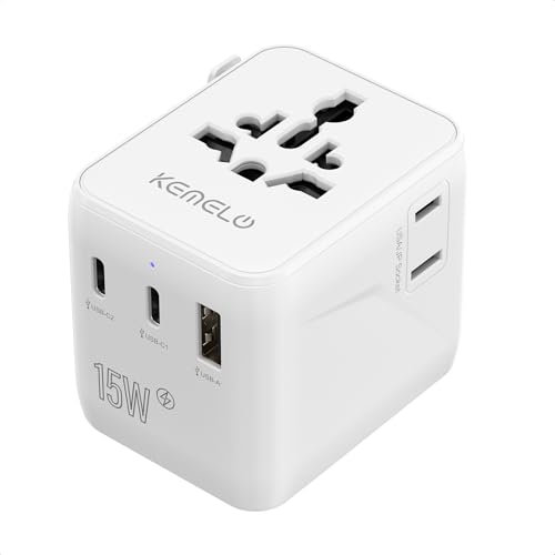 5 in 1 Adattatore Universale da Viaggio,Presa Universale da Viaggio con 1 USB A,2 USB C,1 Universale Presa,1 US/JP Presa,Adattatore Spina Internazionale per Italia UK US Australia Tailandia Messico