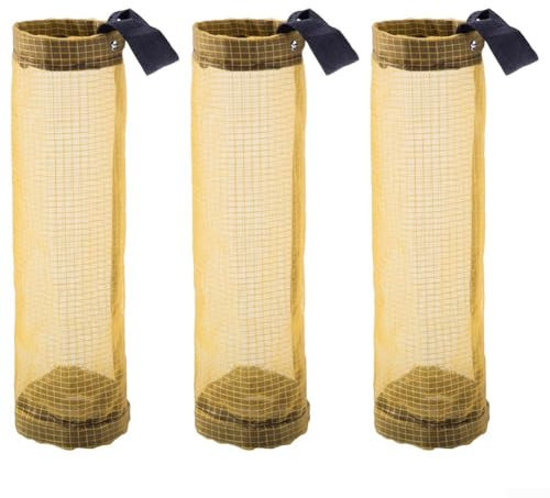 Lot de 3 supports de sacs poubelle muraux pour garder votre espace de cuisine organisé (jaune)