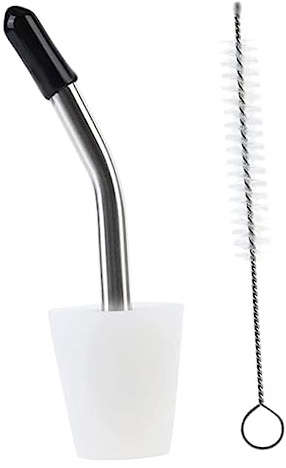 Holibanna 2pcs Stainless Steel Kettle Extension Spout Nozzles Dust Caps and Brush Outdoor Camping Water Kettle Pourer Replacement for Coffee Pots and