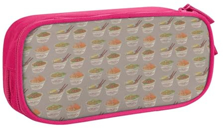EdsfFehs Grande capacité - Coquetier - Imprimé ramen - Double couche - Fermeture éclair - Plusieurs compartiments - Portable, rose, Taille unique, Ensemble cartable