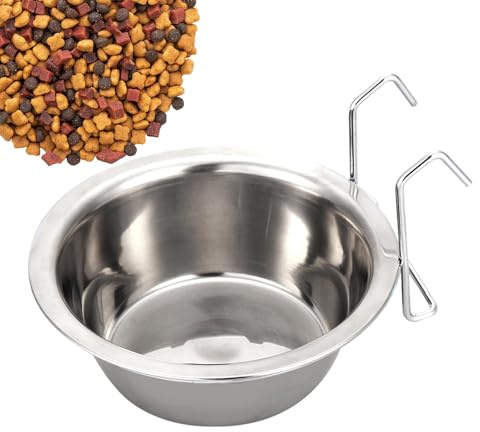 - Water Bowl - Stainless Steel Cage, Leak-proof Water Dispenser, Hanging Food Bowl for Dog Kennels, Home, Indoor Pet Cages, Water Dispenser for Easy Feeding