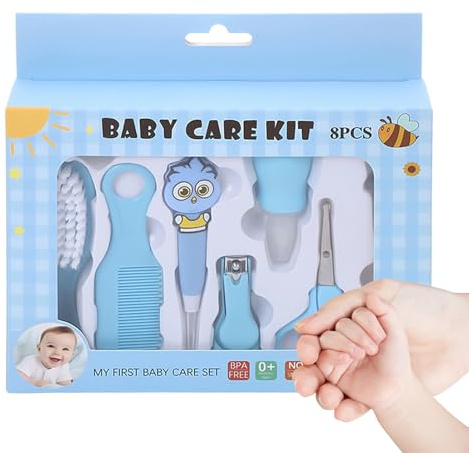Set per la cura del bambino, a prova di soffocamento, 8 pezzi, set portatile per la cura del bambino, per la casa, il bagno, il cambio dei pannolini, i viaggi, l'ospedale, l'asilo, la doccia, il bagno