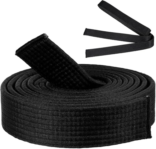 lrgnixs 280cm Black Belt Karate,Double Wrap Martial Arts Ranking Belt,Durable Cotton-Polyester Blend Judo Belt for Karate Taekwondo Karate Belt for Kids Adults Universal Fit Trainning Competition