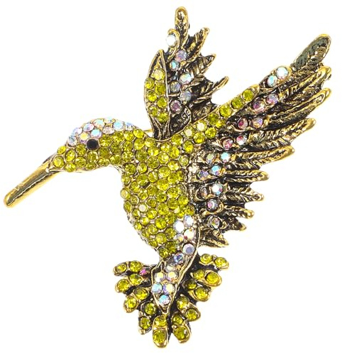 Garneck Broche Oiseau Incrustée de Diamants Unisexe Dorée Accessoire de Vêtement Élégant pour Femmes et Hommes Usage Quotidien Taille Unique Ailes Déployées