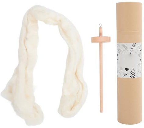 Holz-Drop-Spindel, professionelles Garnspinn-Kit, anfängerfreundliches DIY-Spinnwerkzeug mit Wolltopf, tragbare Handspindel für Stricken, Häkeln und Basteln